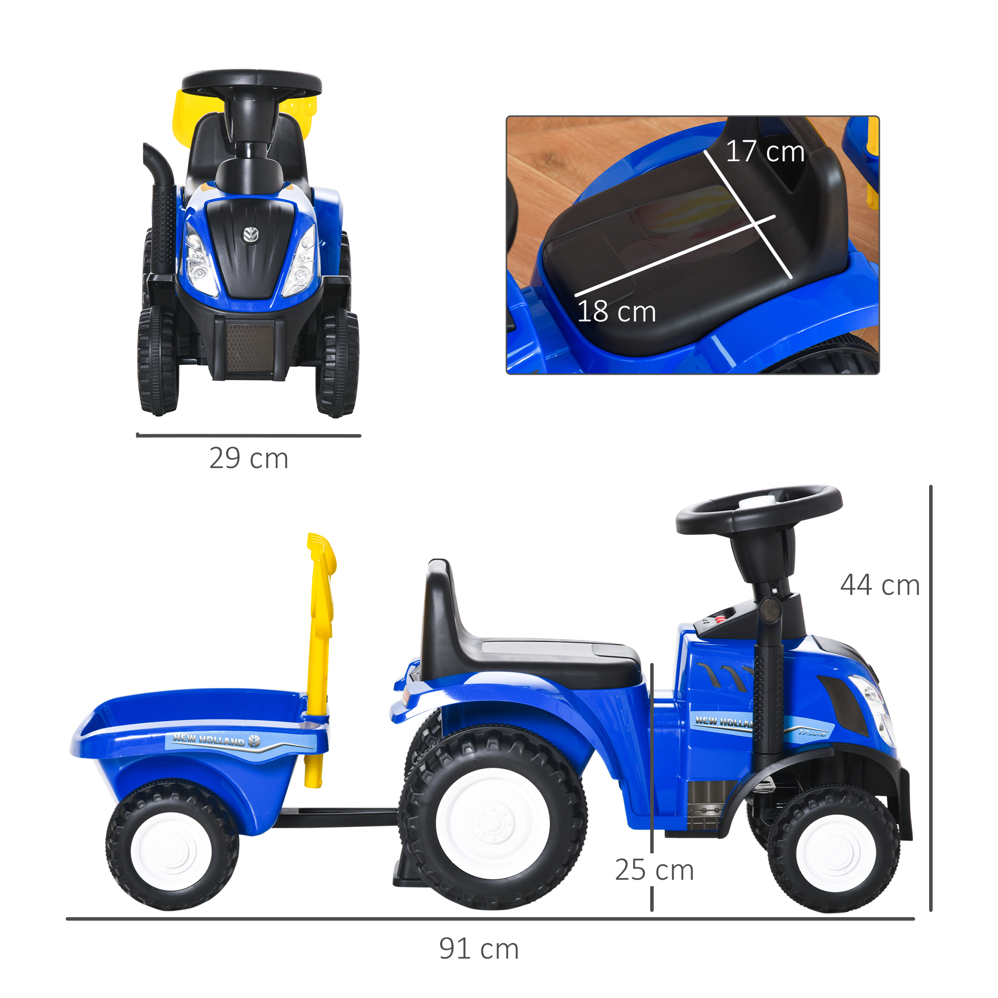 Children's Walker, Equipped With A Foot Operated Slider, Horn, And Storage