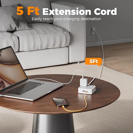 Surge Protector Power Strip With 900J Protection, 5 Ft Extension Cord, Multiple Outlets For Home Office And Electronics 1