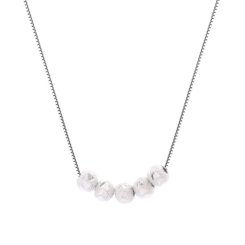 1pcs 999 Sterling Silver Faceted Frosted Bead Necklace, Elegant Dainty Style, Ideal For Birthday & Holiday Gifts