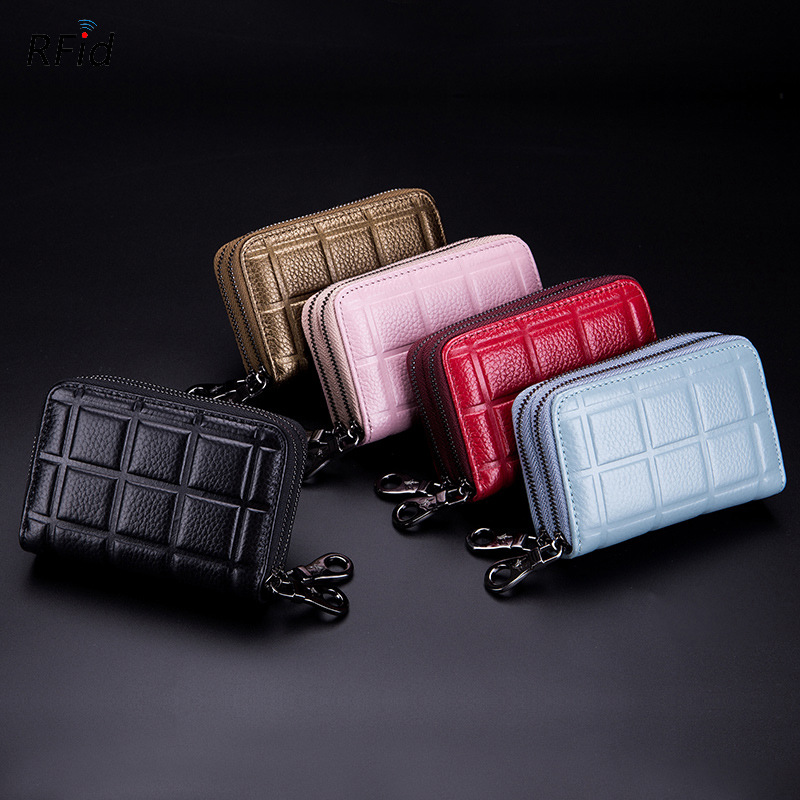 Title 9, Double Zipper Pull Cowhide Multifunctional Coin...