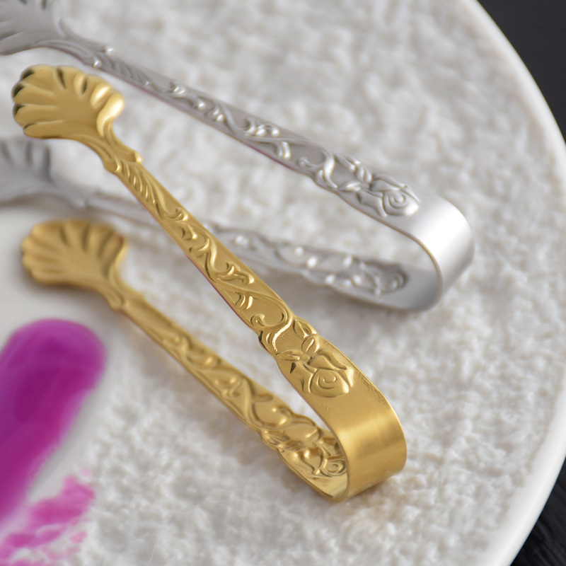 Embossed Rose Stainless Steel Ice Cube Clamp