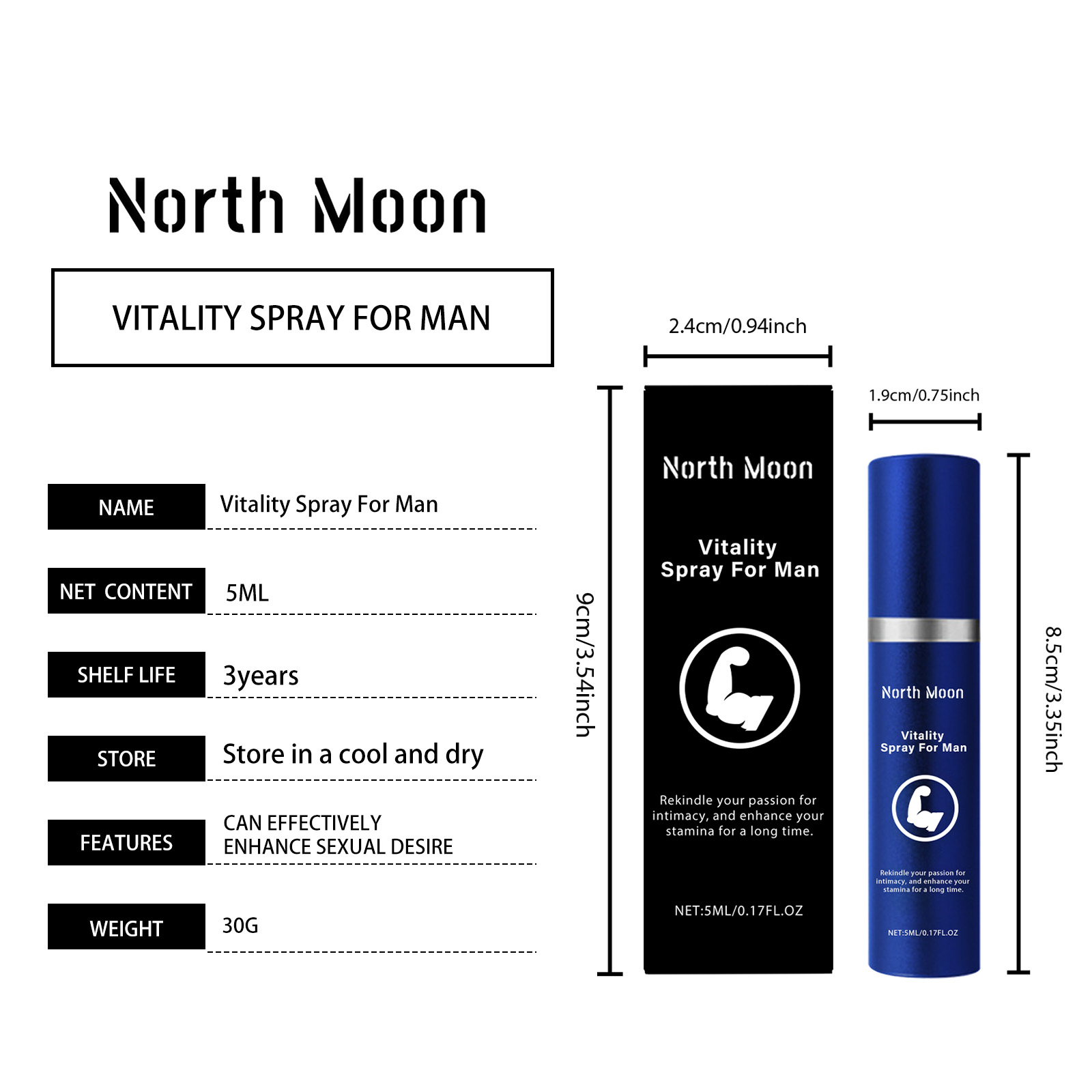 Men Vitality Intimate Spray With Epimedium, Ginseng & Maca Root Extracts, Enhance Stamina & Intimate Pleasure