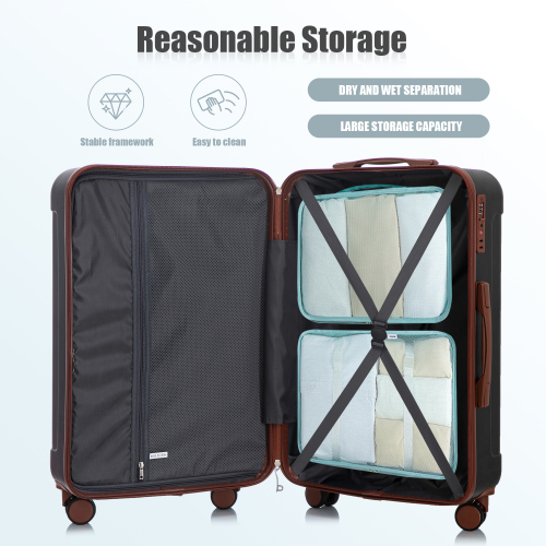 20   24  28  3 Pcs Set In ABS Spinner Wheel Luggage, Carry On Suitcase, Matching Color, TSA Combination Lock