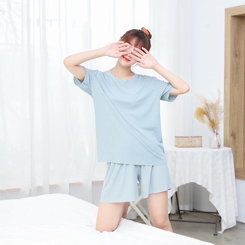 Title 2, Ice silk soft soft short sleeve shorts suit