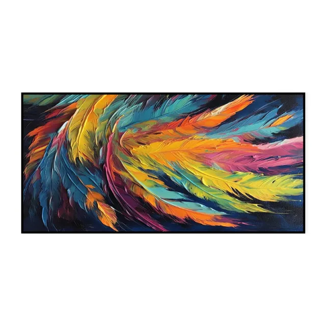 Handmade Oil Painting On Canvas Wall Art Decoration Colorful Abstract Feather Thick Oil For Home Living Room Decor Picture Rolled Frameless Unstret... Without Inner Frame - Shop at LoveMi