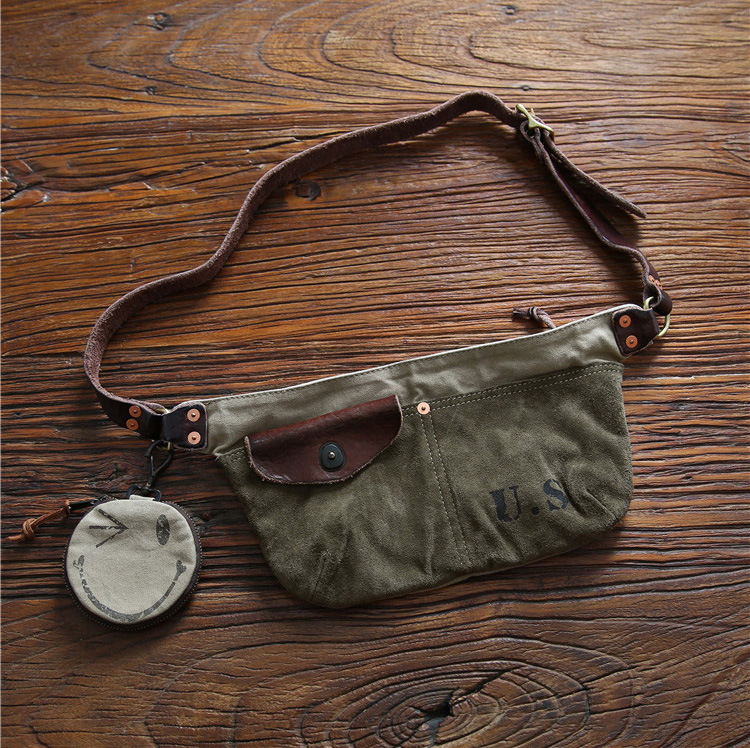 Title 4, Vintage Washed Canvas And Leather Contrast Colo...