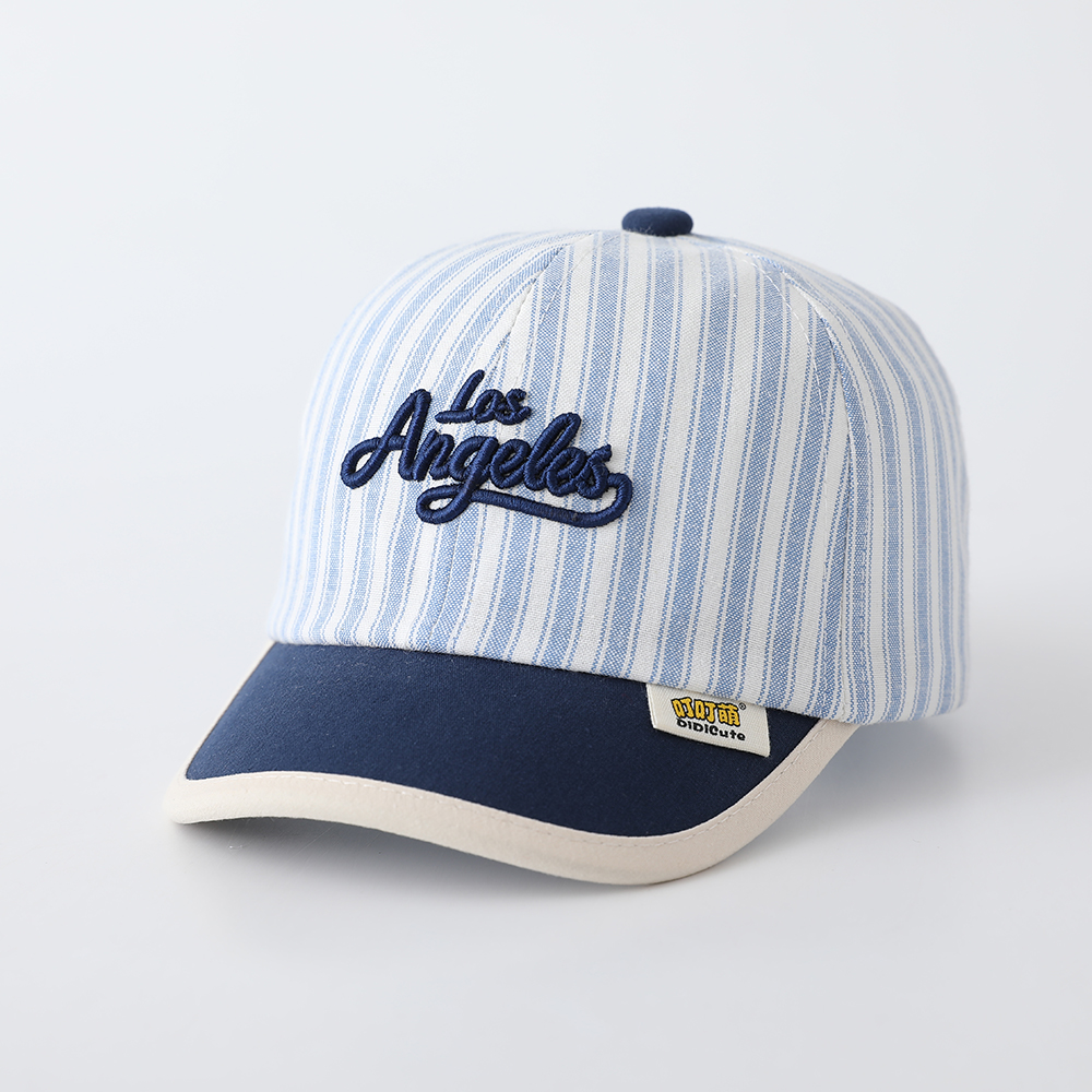Children's Striped Three-dimensional Artistic Font English Embroidery Adjustable Trendy Peaked Cap Baseball Cap Suitable For Daily Outdoor Travel