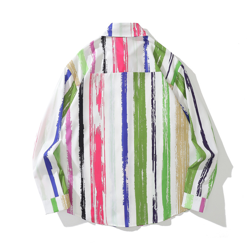 Title 9, Mens Japanese Graffiti Striped Print Shirt Com...