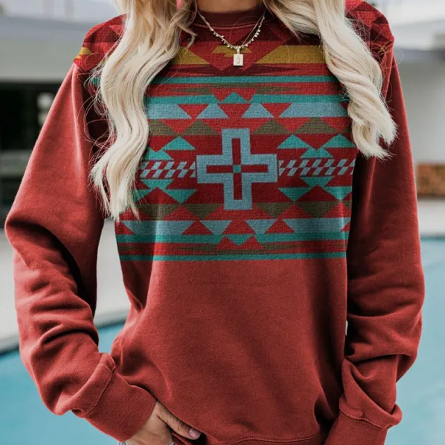 Spring And Autumn Leisure Printed Round Neck Long Sleeve Figure 1 Xxl - Shop at LoveMi