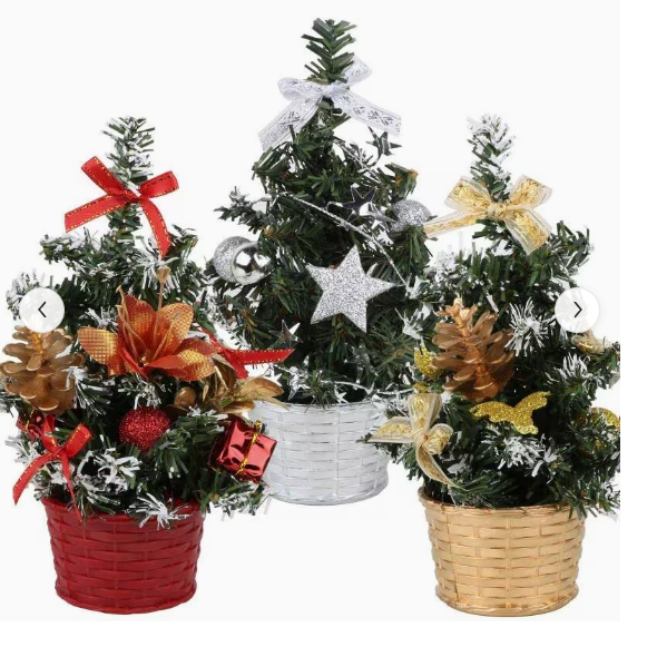 Small Christmas Tree With Decorations Set - Artificial Tabletop Christmas Tree For Desk Display, Festive Christmas Tree Ornament  Pack Of 3 Mini Small Christmas Trees For Table — foto 2
