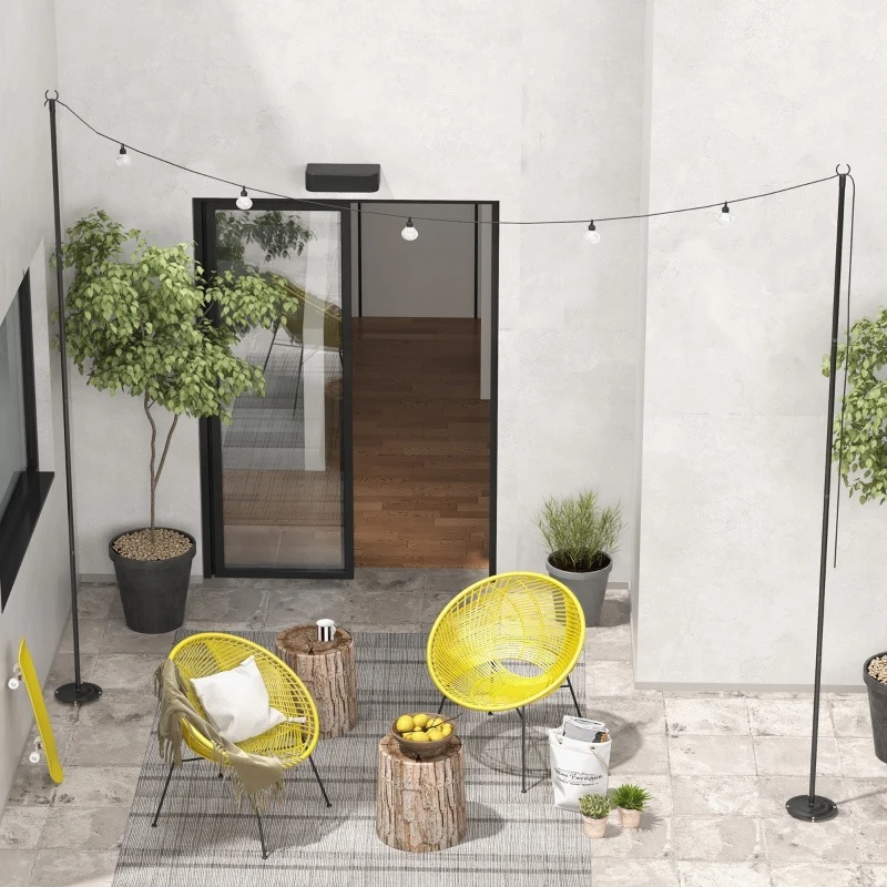 2 Pack Of 10' String Light Poles, Steel Hanging Lighting Stand For Patio, Backyard, Deck, Wedding, Party, Black