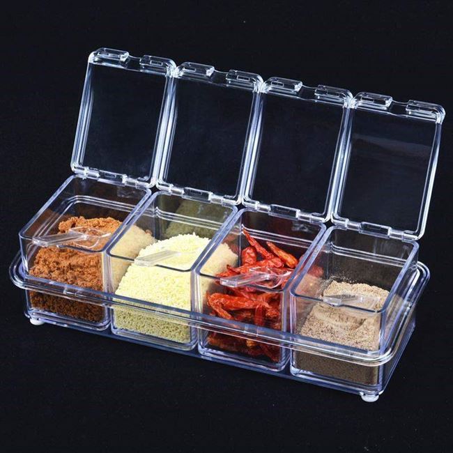 Title 4, Seasoning Storage Box Spices Condiment Dispenser