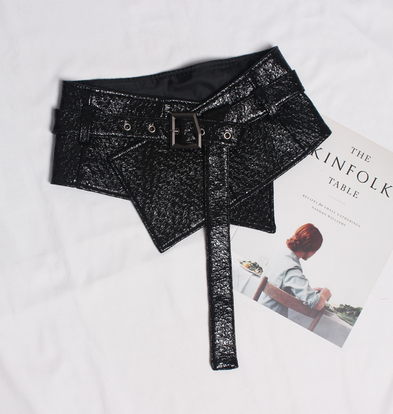 Simple And Versatile Patent Leather Wide Waist Belt