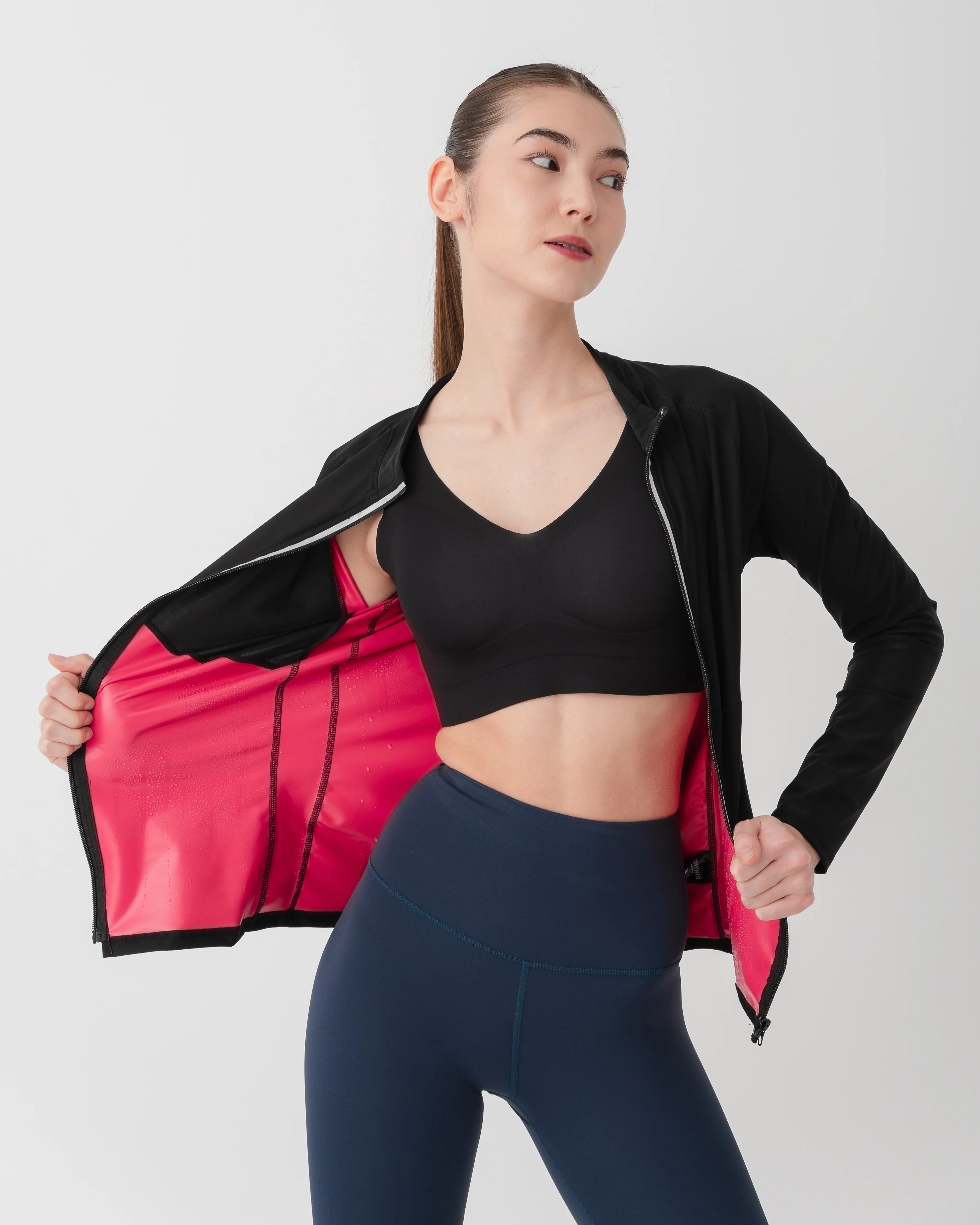 Sauna Jackets For Women Long Sleeves Sweat Suit Weight Loss Shirt Zipper Workout Gym Exercise Body Shaper 5