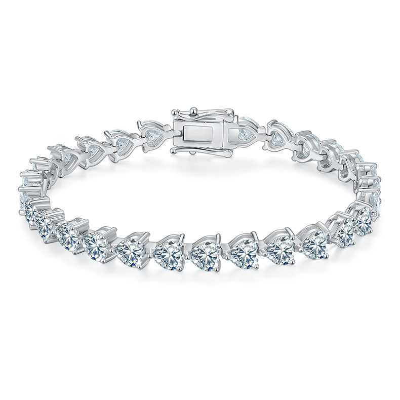 S925 Sterling Silver 5x5mm Heart Cut Moissanite Tennis Bracelet D Color VVS1 16-18-20cm Platinum Plated GRA Certified Gift Box