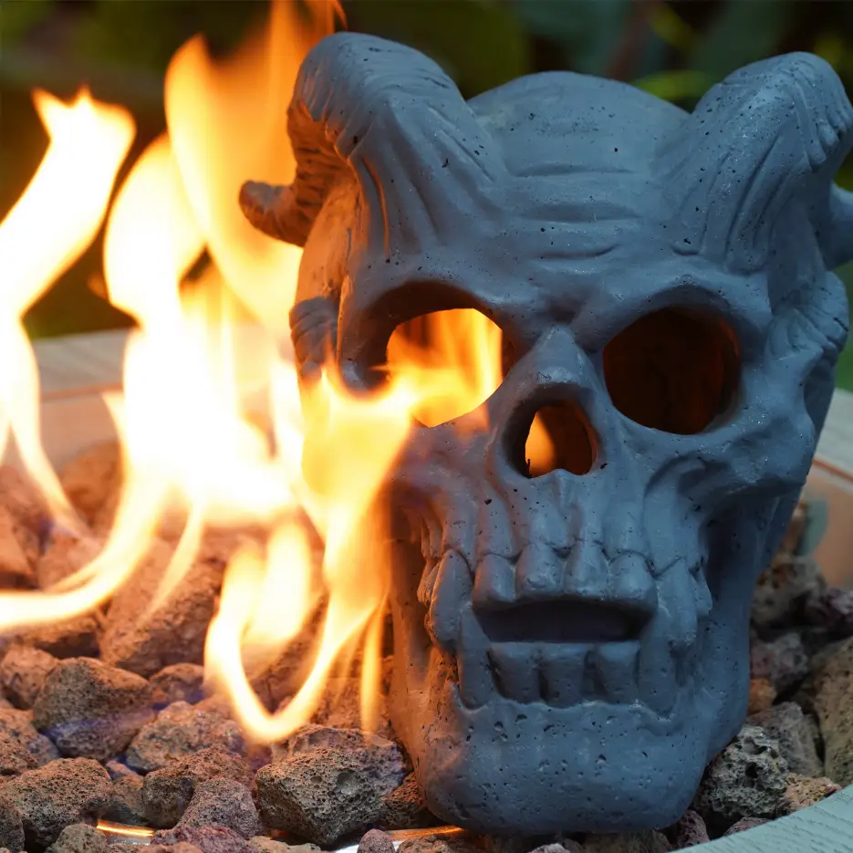 Fireproof Skull Gas Log For Fire Pit, Fireplace, NG & LP, Halloween Decor