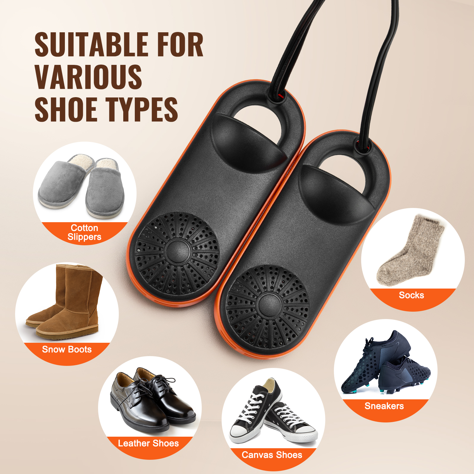 VEVOR Boot Dryer Shoe Dryer, Portable Footwear Dryers Machine With Auto Temperature Control For Rainy Seasons Winter Travel, Extendable Boot Warmer Fireproof Drying For Shoes, Gloves, Socks image 2