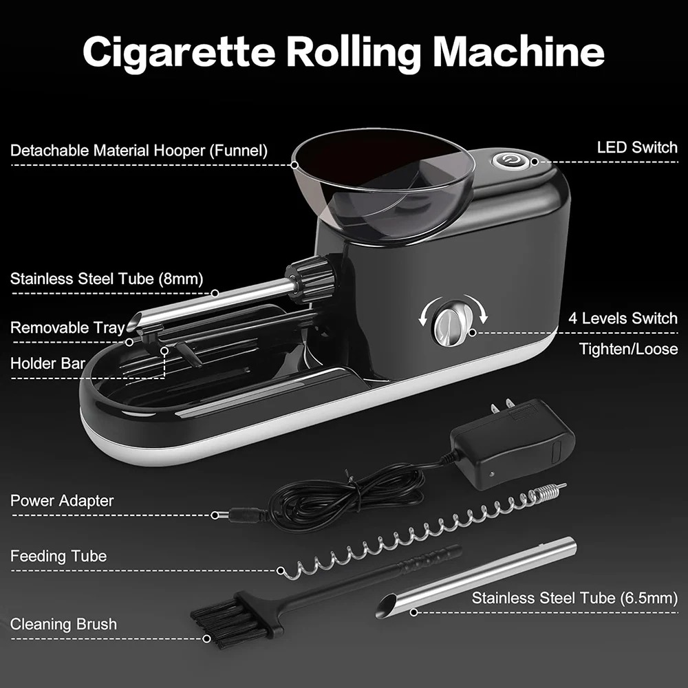 Electric Rolling Machine, Automatic Loader, Pre-rolled Cones, Tobacco Filling, Smoking, King-size Injector, Electric Rolling Machine — foto 14
