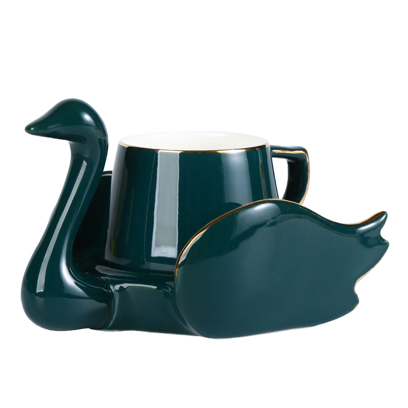 Title 7, Creative Swan Ceramic Coffee Set Set