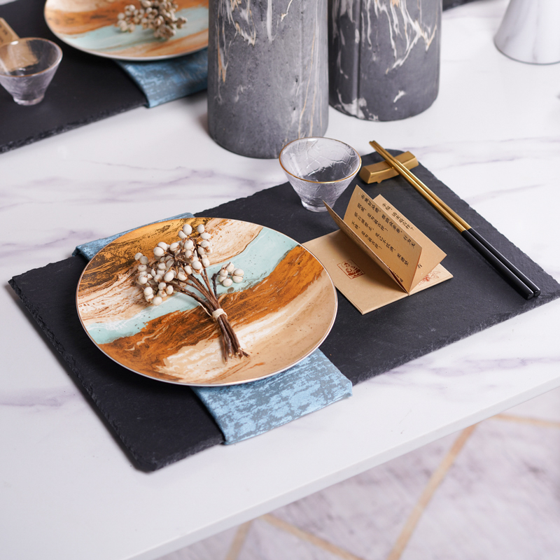 New Chinese Style Aqua Blue Dinner Plate