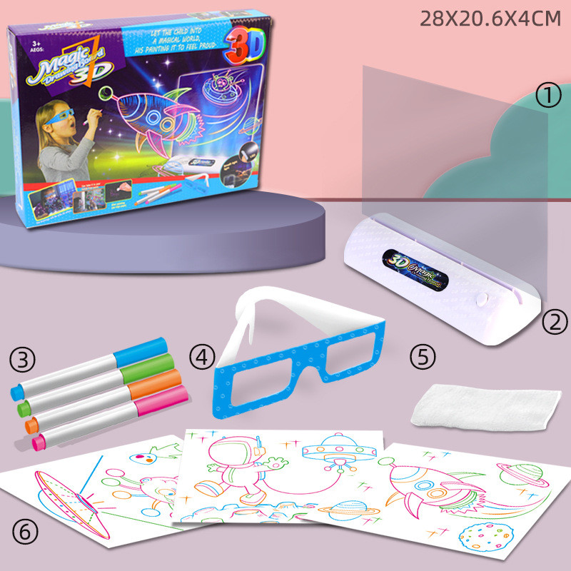 Title 4, 3D Fluorescent Drawing Board Magic Luminous Thr...