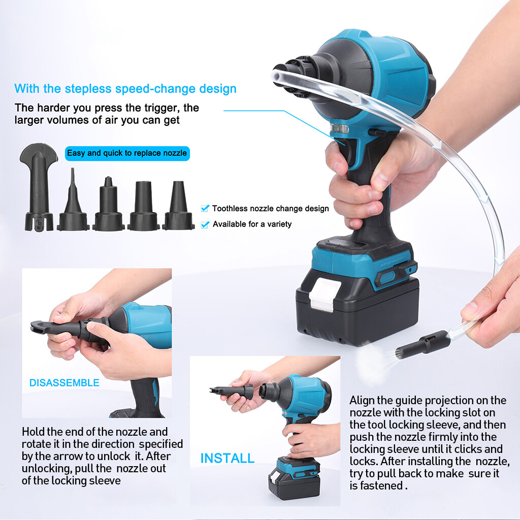 Cordless Dust Blower Inflator Vacuum Function Multifunction For  18V