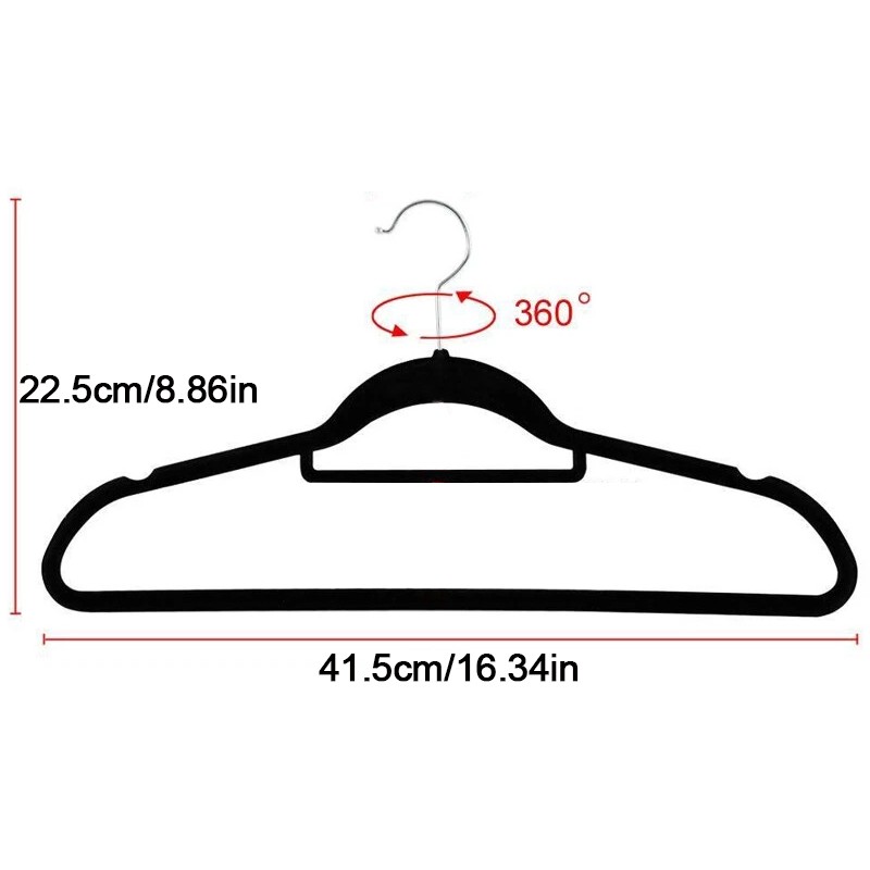 Non Slip Velvet Coat Hangers Coating Strong Flocked Clothe Trouser Space Saving 8
