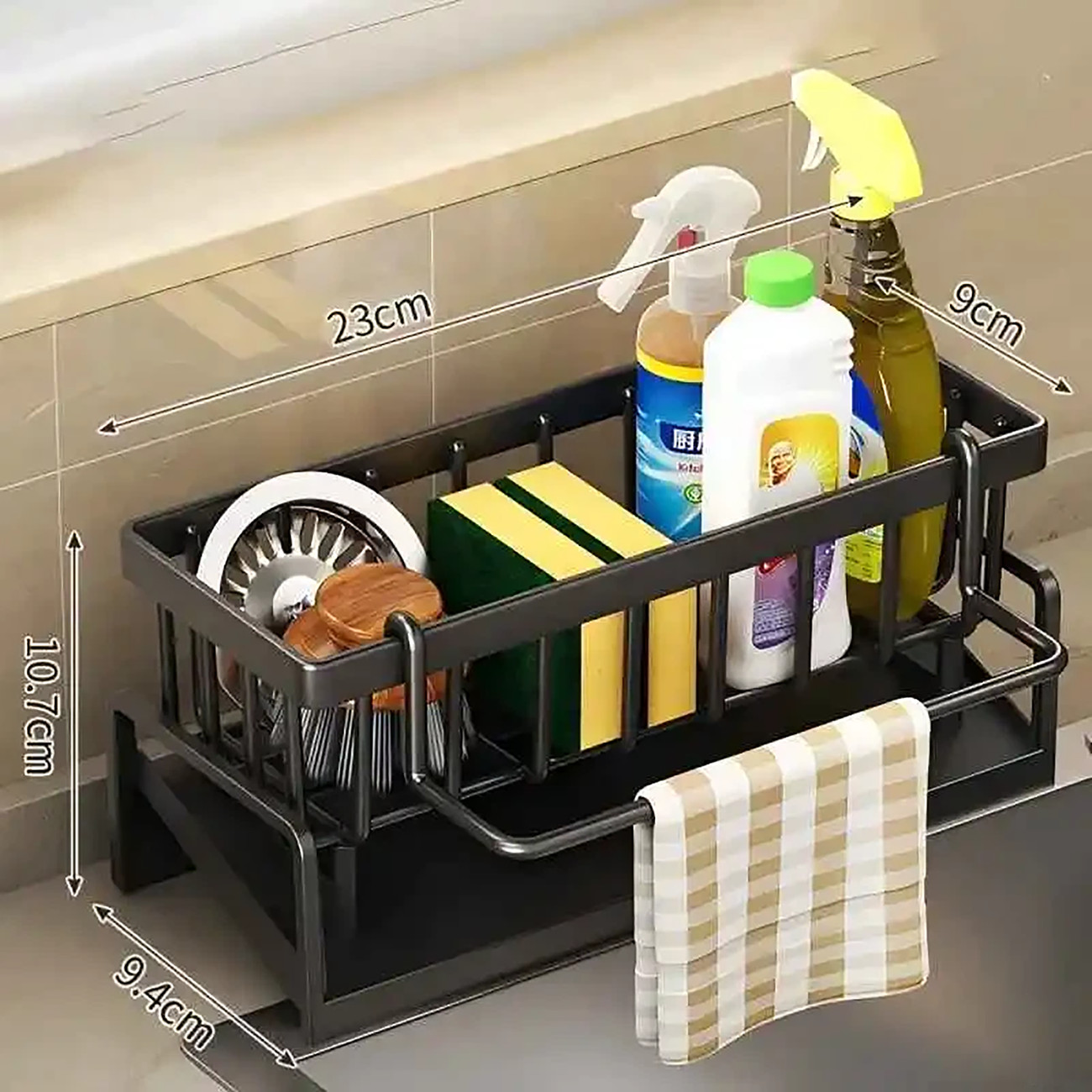 Sponge Holder For Kitchen Sink, Sink Organizer With Brush Holder Stainless Steel