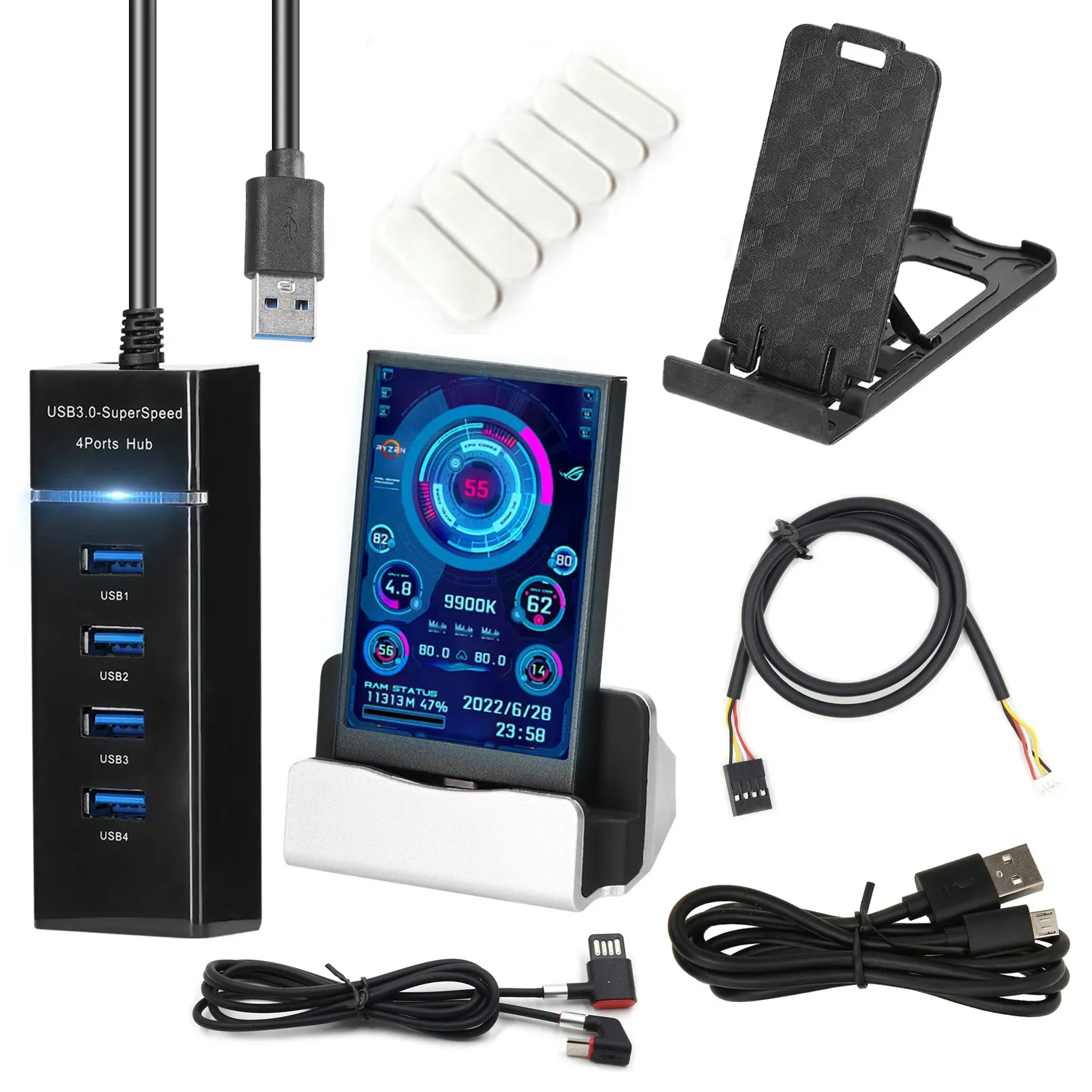 3.5-inch Computer Small Secondary Screen IPS Full View USB Chassis Monitor Date Display – image 5