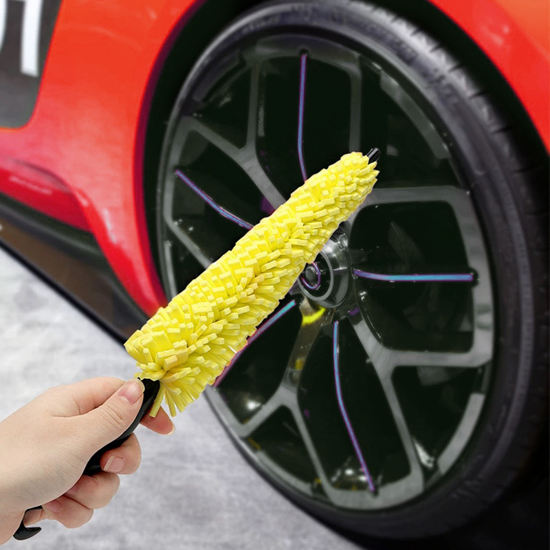 Sponge Tire Gap Cleaning Brush, Wheel Hub Brush, Steel Bell Brush, Multi-functional Car Cleaning Brush