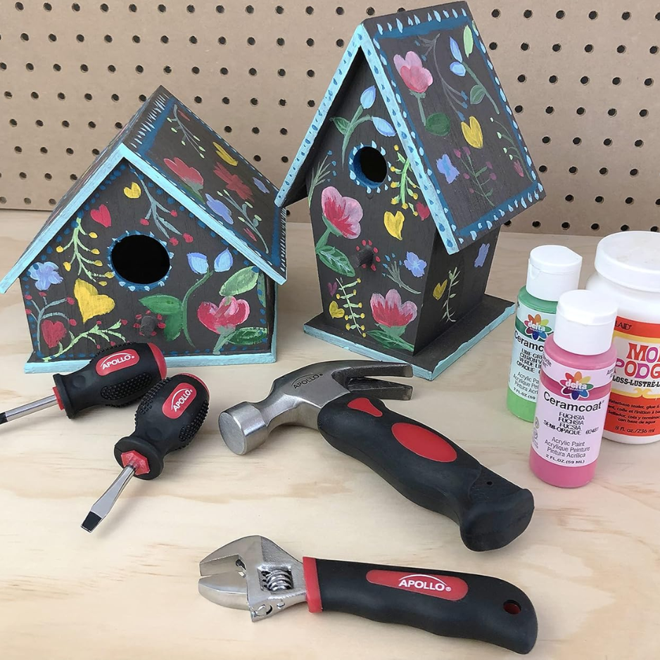 Apollo Tools 4 Piece Stubby Tool Set Mini Hammer Screwdriver And Wrench Red — foto 4