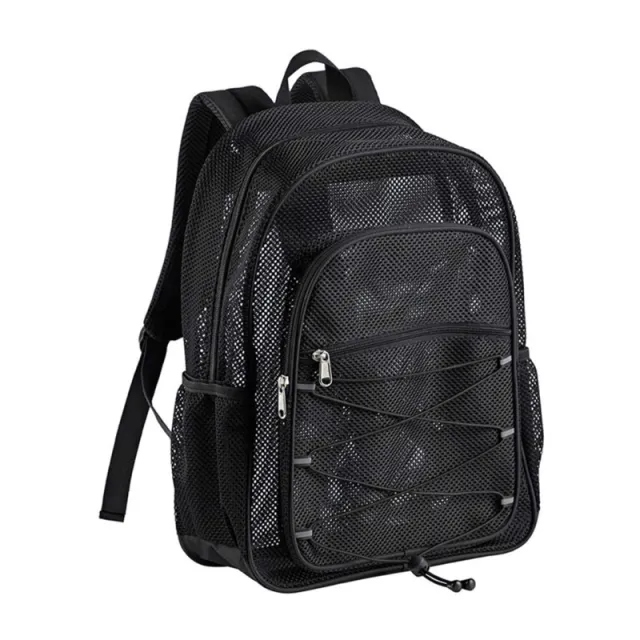 Heavy Duty Mesh Student Backpack With See Through Bag Black - Shop at LoveMi