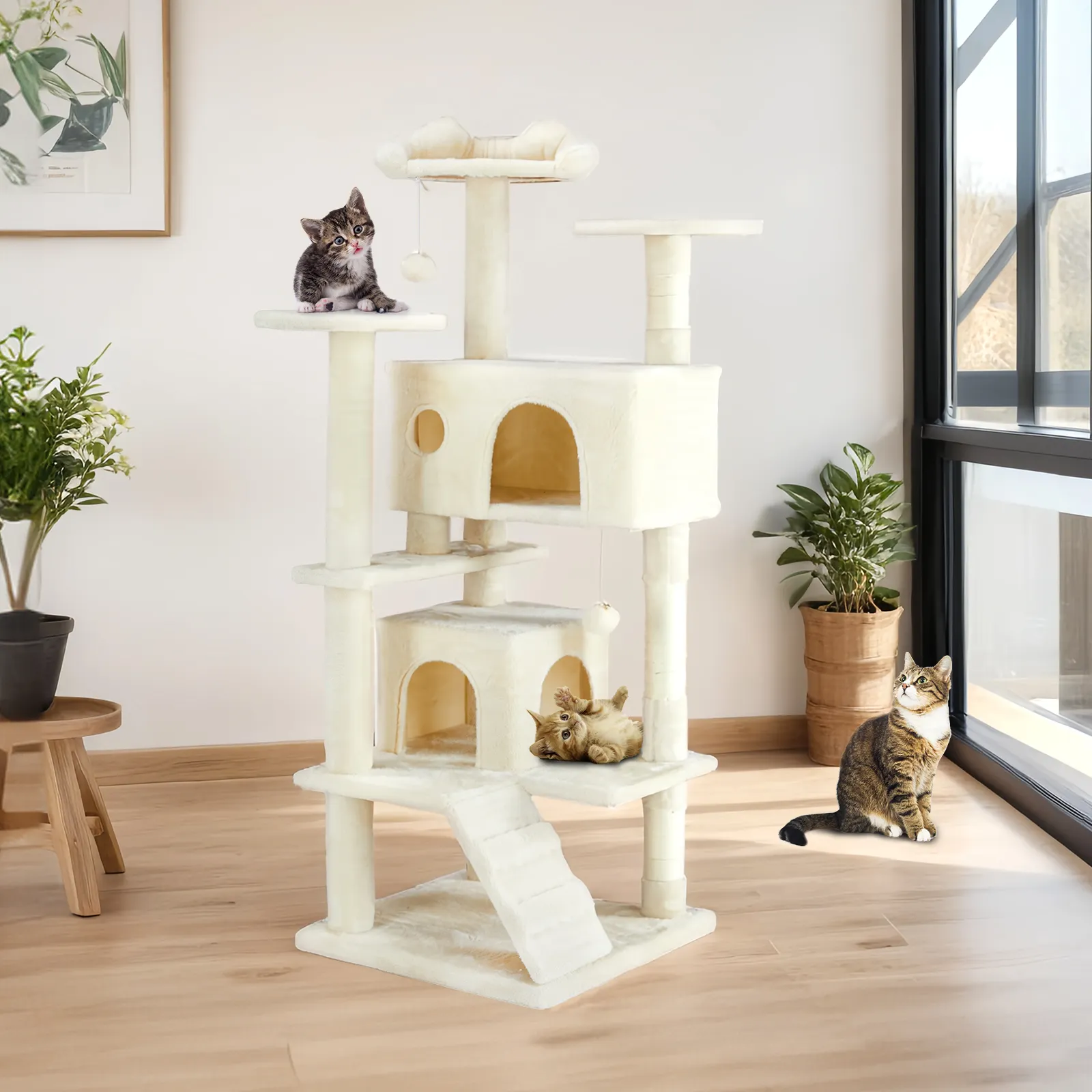 Multi Functional Cat Treehouse Climbing Frame