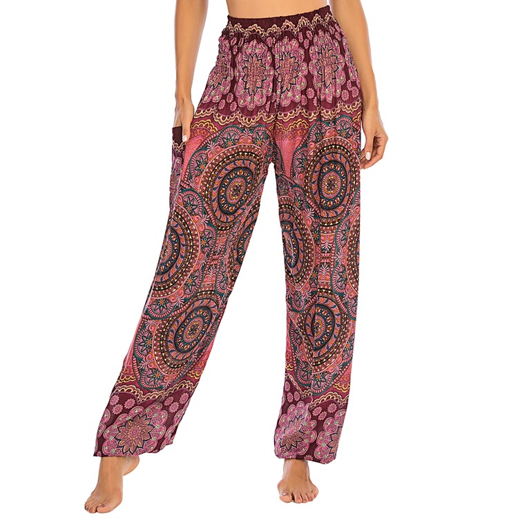 Women's Fashion Rayon Cotton Yoga Pants Wine - Shop at LoveMi