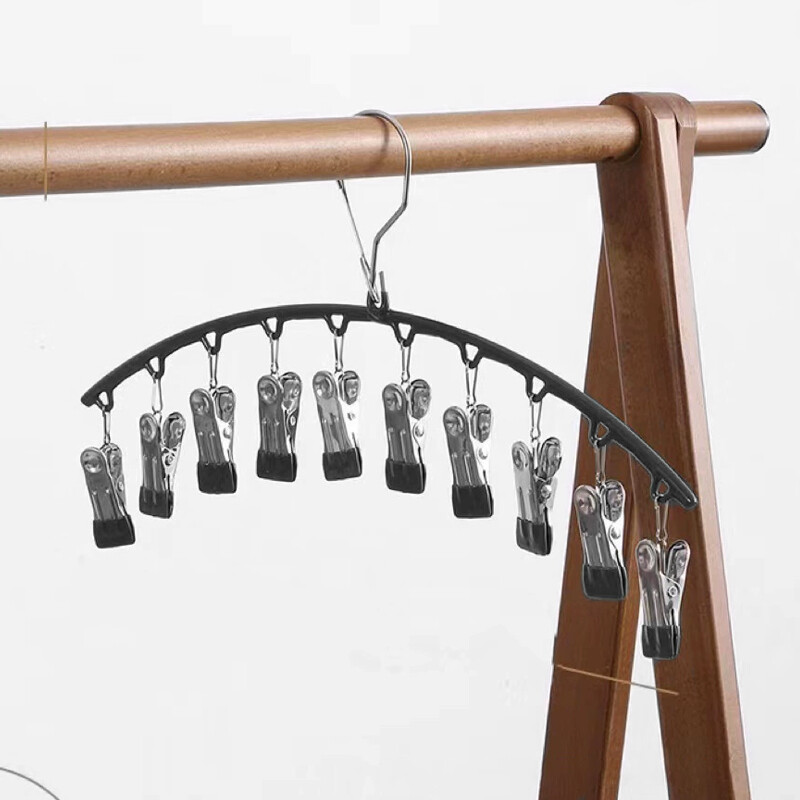 2X Stainless Steel Hanger With 10 Clips A Space-Saving Organizer For Closet M — image 4