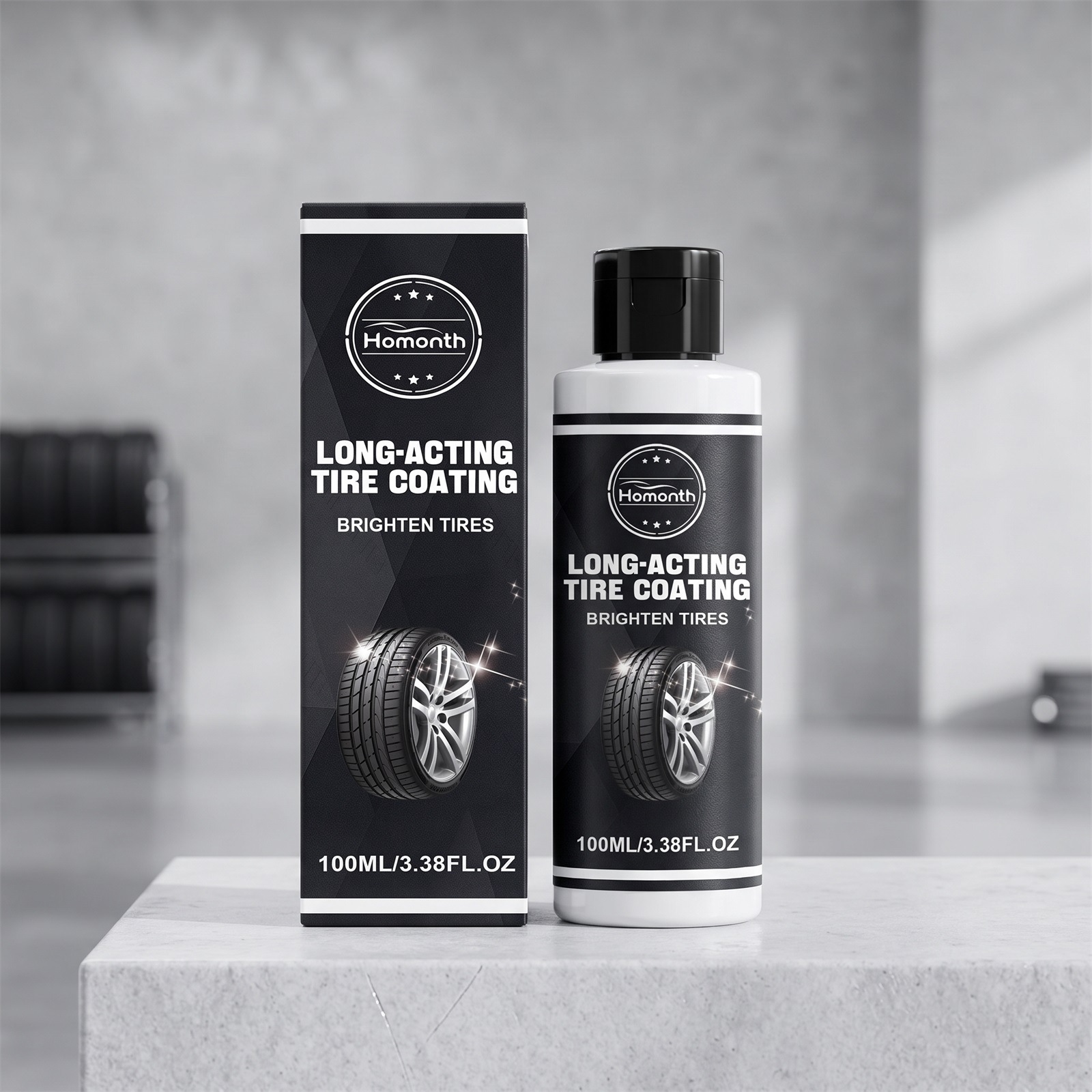 HOMONTH Tire Coating Provides Uniform Film Formation, Quick Drying, And Daily Shine Enhancement For Household And Car Tires. 5