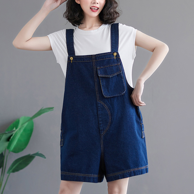Women’s Korean Style New Denim Overalls Denim Five-point Pants