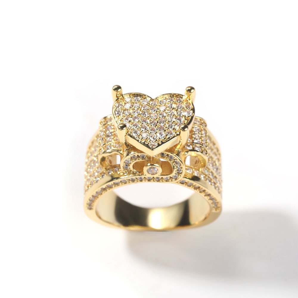 European And American Hip-hop Style Micro Set Zircon Love Ring