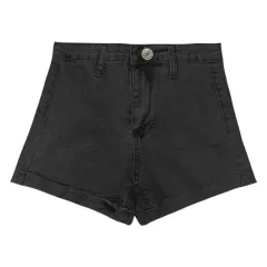 Women's All-match Hip Lift High Waist Slim Wide Leg Denim Shorts - Black - View 1