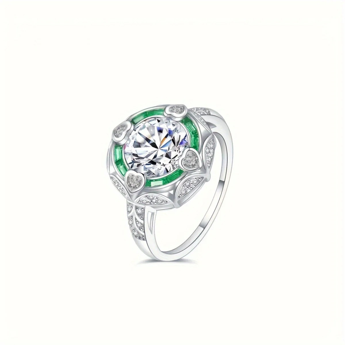 Cross-Border Hot Sale Simulated Moissanite Engagement Ring, Elegant Luxury Paved CZ Queen Ring For Women