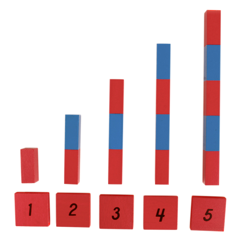 Title 4, Montessori-Lehrmittel, kleines rotes und blaues...