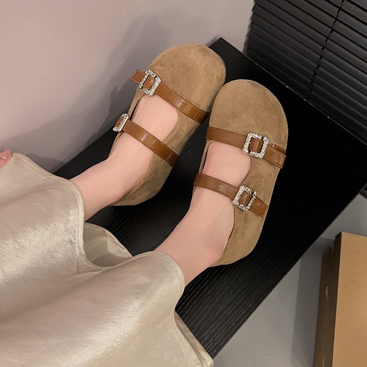 Faux Suede Mary Jane Flats