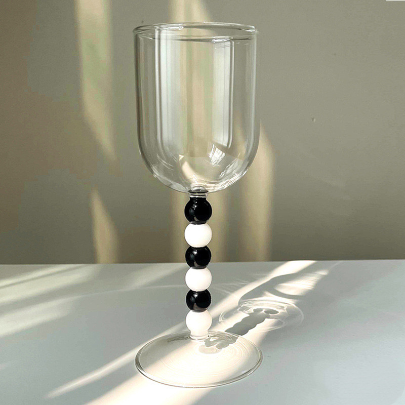 Fashion Bead Goblet Heat-resistant Glass Wine Glass