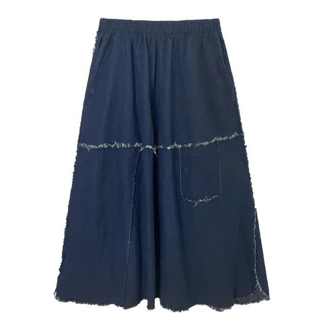 Brushed Denim Half Body Women's New Elastic High Waist Skirt Blue - Shop at LoveMi
