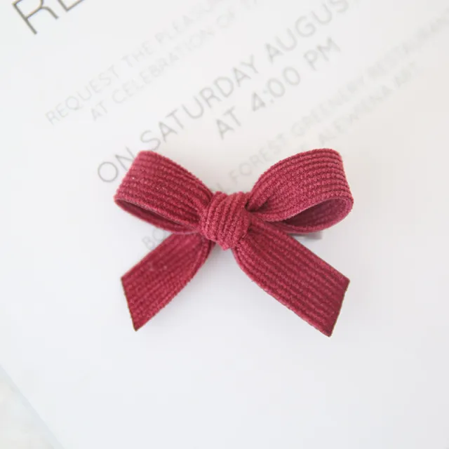 Baby Spring Autumn And Winter Corduroy Bow Hairpin Red - Shop at LoveMi