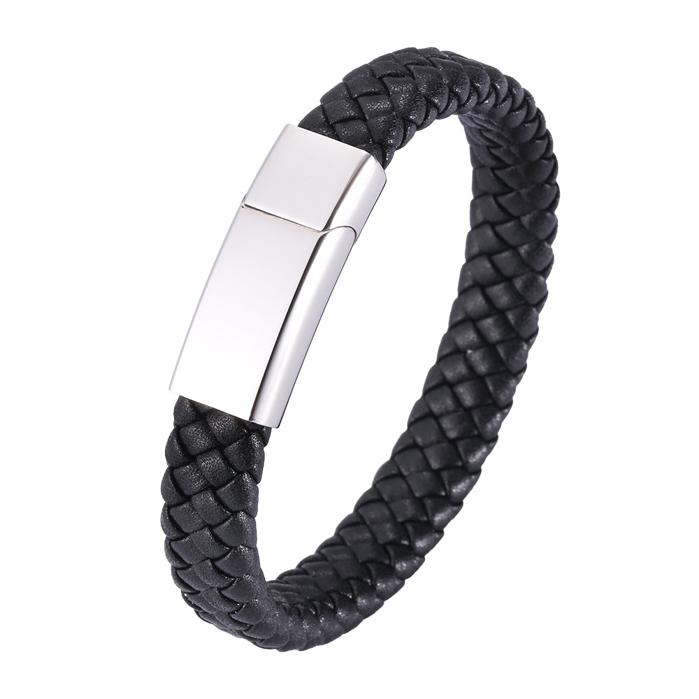 Men's And Women's Simple Casual Engraved Leather Bracelet