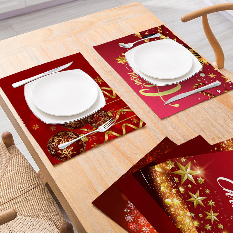 Title 1, Christmas Red Series Cotton And Linen Placemat