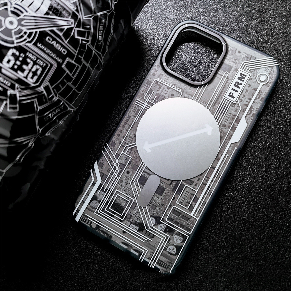 Frosted Magnetic Circuit Board Pattern Phone Case - Image 5