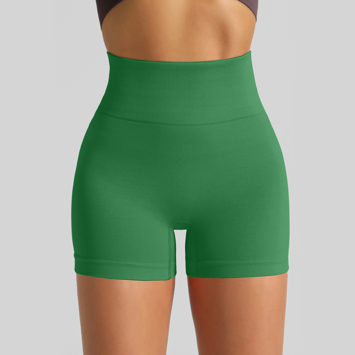 Women's Seamless Knit Yoga Shorts, High Waist Lifting Scrunch Butt Tight Workout Running Sports Shorts