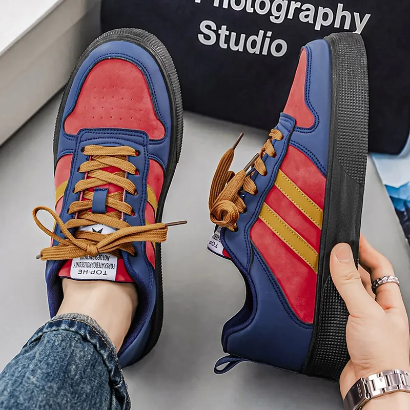 Bestseller Men's Trendy Striped Skate Shoes, Breathable